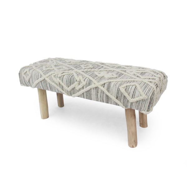 English Elm Christopher Knight Home® - Eucalyptus Wood Bench - Handcrafted Boho Upholstered Seating For Entryway, Hallway & Bedroom Decor 66418.00IVR