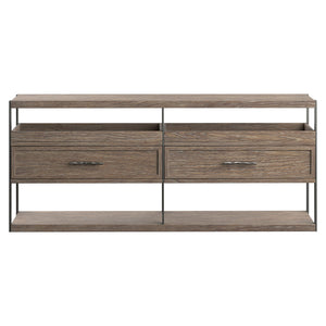 Bernhardt Bernhardt Casa Paros Rustic Modern Console Table With Playa Wood, Anthracite Metal Accents & Storage 317912