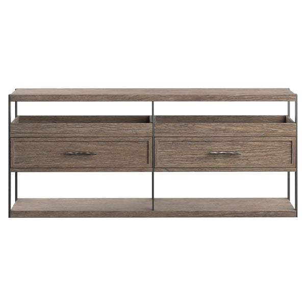 Bernhardt Bernhardt Casa Paros Rustic Modern Console Table With Playa Wood, Anthracite Metal Accents & Storage 317912
