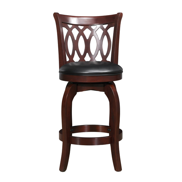 Homelegance By Top-Line Harvey Cherry Finish Scroll Back Swivel 24" Counter Height Stool Black Solid Wood