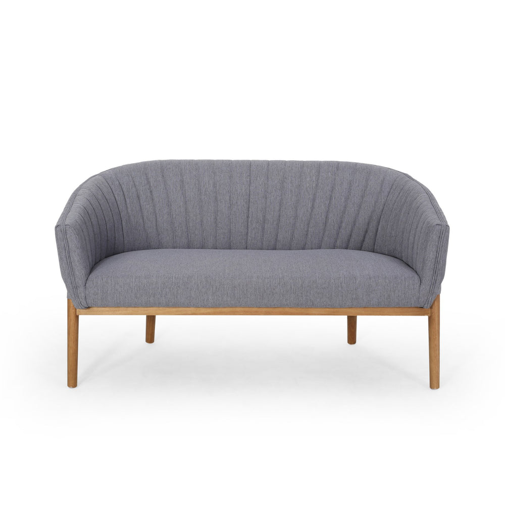 English Elm Loveseat Mid-century Modern Channel Tufted Upholstered Sofa with Rubberwood Tapered Legs 65780.00FCHAR