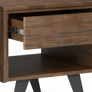 English Elm Lowry End Table - Rustic Acacia Wood & Metal Design With Storage For Modern Industrial Spaces B136P158850