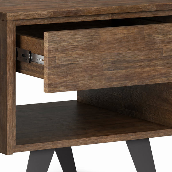 English Elm Lowry End Table - Rustic Acacia Wood & Metal Design With Storage For Modern Industrial Spaces B136P158850