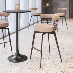 Zuo Modern Saku Swivel Barstool In Beige & Brown - Modern Design With Durable Fabric For Home Or Hospitality Use Beige 100% Polyester,Steel 110821-zuo-modern