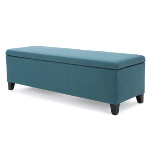 English Elm Ottoman Bench Seat with Lift Top Hidden Storage Polyester Upholstered Entryway Piece Teal 60159.00DTE