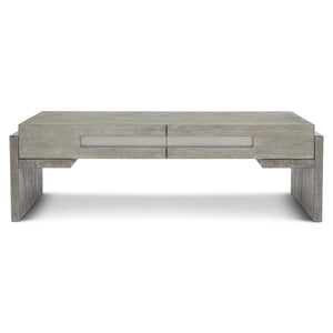 Bernhardt Bernhardt Foundations Cocktail Table With Two-Tone Cerused Acacia, Brushed Steel Accents, Soft-Close Drawers And Rustic Modern Flair Dark Shale; Light Shale 54"W x 32"D x 17.25"H 306021
