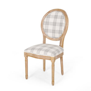 English Elm Christopher Knight Home® - Kd Vintage-Inspired Upholstered Dining Chair With Grey Plaid Fabric, Elegant Round Backrest Design 60352.00GRYPLD