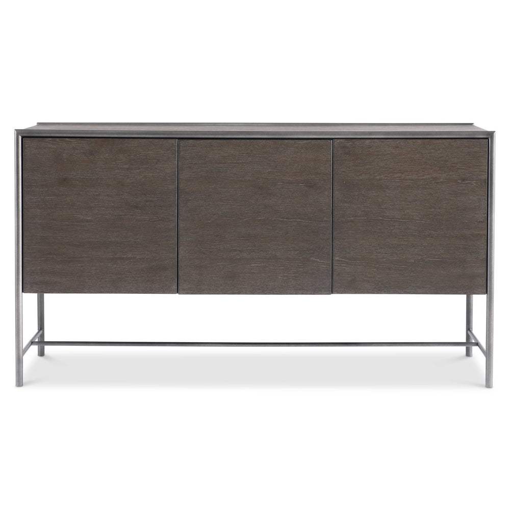 Bernhardt Bernhardt Outline Buffet With Wire-Brushed Oak, Textured Steel Frame, Soft-Close Drawers & Shelves 360135