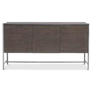 Bernhardt Bernhardt Outline Buffet With Wire-Brushed Oak, Textured Steel Frame, Soft-Close Drawers & Shelves 360135
