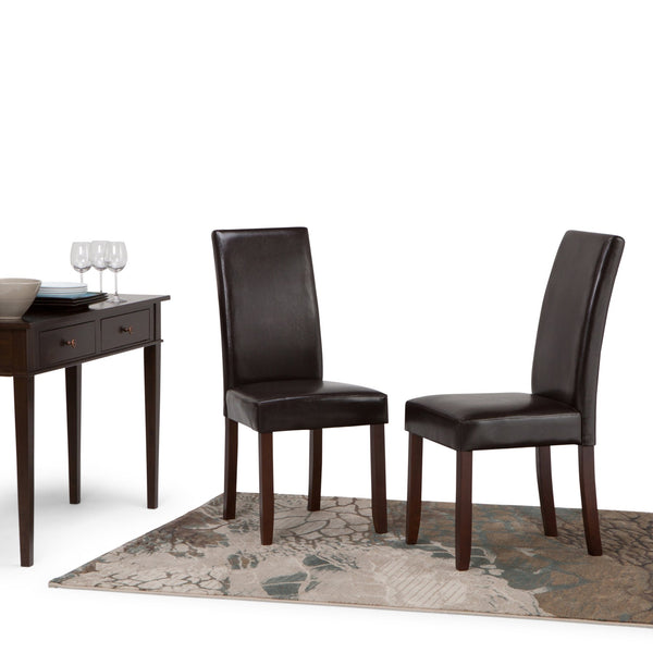 English Elm Acadian Parson Dining Chair Set Of 2 - Stylish Tanner'S Brown Faux Leather For Home Or Office B136P159789