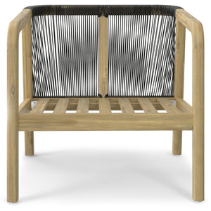 English Elm Palmetto Handcrafted Acacia Outdoor Conversation Chairs Set of 2 in Stone Grey with Rope Detail, Weather-Resistant Cushions B136P159955