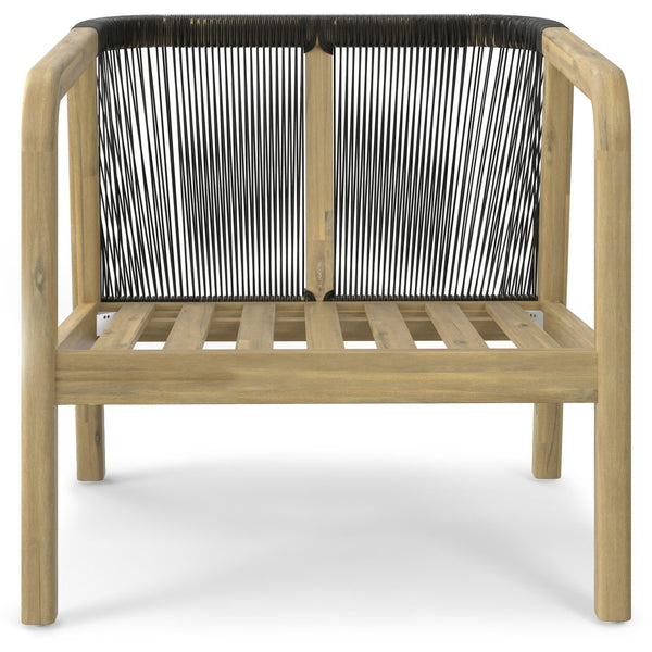 English Elm Palmetto Handcrafted Acacia Outdoor Conversation Chairs Set of 2 in Stone Grey with Rope Detail, Weather-Resistant Cushions B136P159955