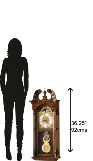 Hekman Furniture 620226 Maxwell Antique Wall Clock - Elegant Windsor Cherry Finish With Brass Accents & Chimes Windsor Cherry Maxwell Wall Clock 620226