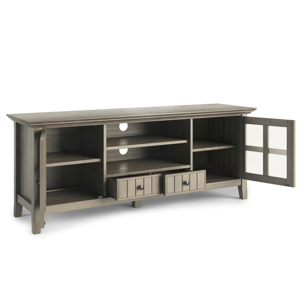 English Elm Acadian 60" Handcrafted Tv Media Stand In Distressed Grey With Storage & Cable Management Solutions B136P159683