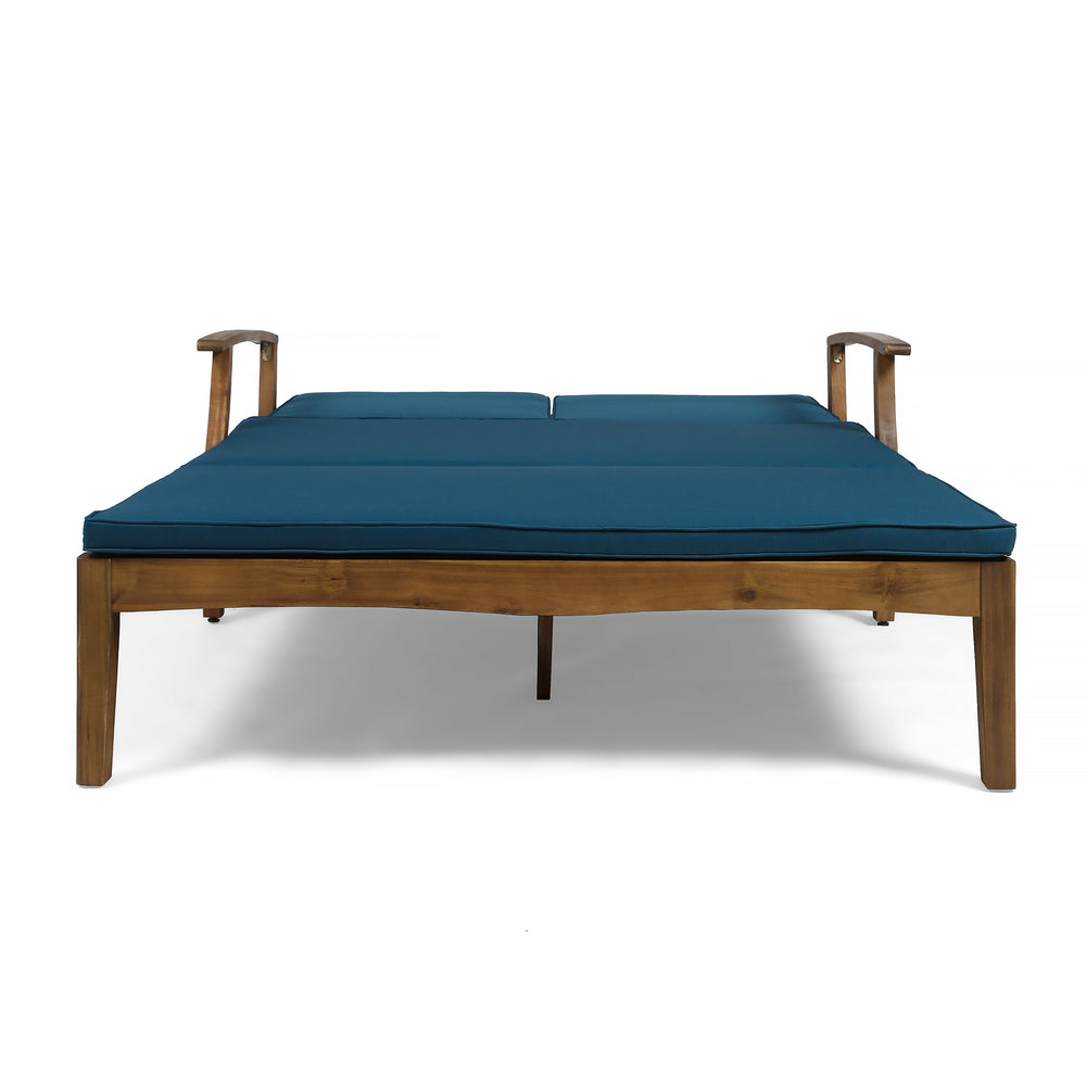 English Elm Christopher Knight Home® - Perla Double Chaise Lounge - Stylish Acacia Wood Seating With Plush Cushions For Ultimate Comfort 63357.00BLU