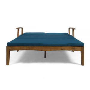 English Elm Christopher Knight Home® - Perla Double Chaise Lounge - Stylish Acacia Wood Seating With Plush Cushions For Ultimate Comfort 63357.00BLU