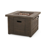 Christopher Knight Home® - Noble House - Landman Outdoor Rustic Square Lightweight Concrete Fire Pit