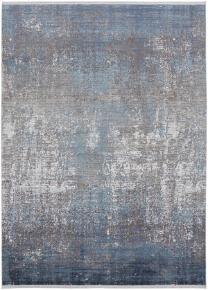 Feizy Rugs Cadiz Abstract Low Pile Rug - Modern Elegance With Distinctive Patterns Inspired By Spanish Architecture Blue,Gray,Silver Viscose,Acrylic 86639fwfblugryf04