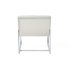 English Elm Christopher Knight Home® - WILMOUTH Parisian White Leather Sofa Chair with Chrome Steel Legs, Curved Back Accent Seating Elegance 53275.00