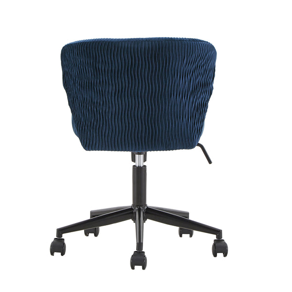 Homelegance By Top-Line Edoardo Curved Back Velvet Wave Pattern Office Chair Blue Velvet