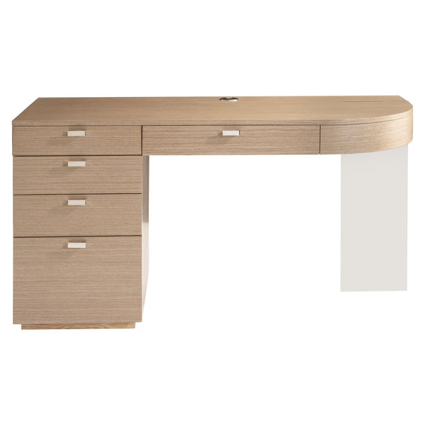 Bernhardt Bernhardt Modulum Desk With Sahara Veneer, Polished Stainless Accent, Integrated Power & Storage D19514