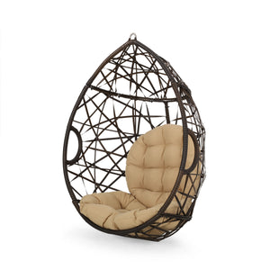 English Elm Marlin Wicker Hanging Egg Chair Teardrop Cocoon Seat for Patio or Sunroom 54672.00BSK
