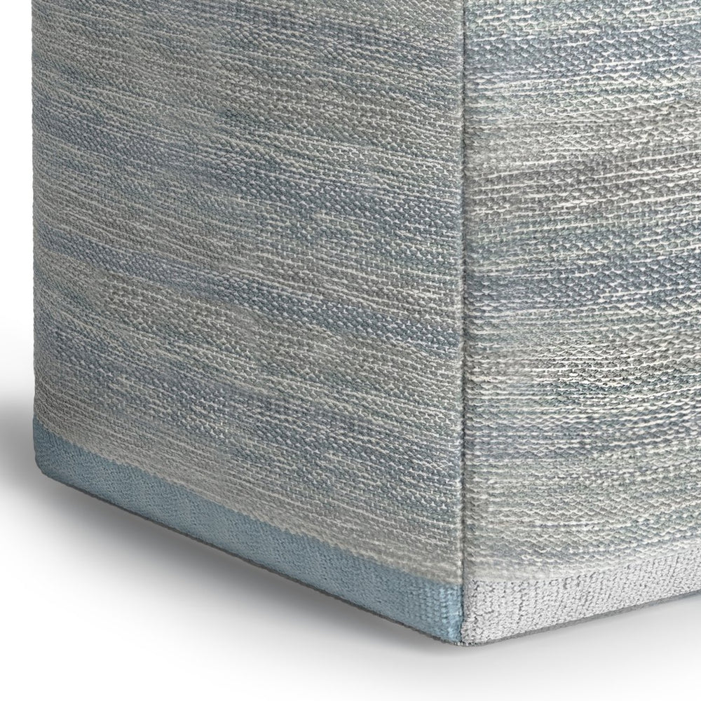English Elm Naya Cube Pouf - Hand-Woven Blue Mélange For Stylish Seating & Versatile Home Decor Solution B136P159269