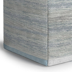 English Elm Naya Cube Pouf - Hand-Woven Blue Mélange For Stylish Seating & Versatile Home Decor Solution B136P159269