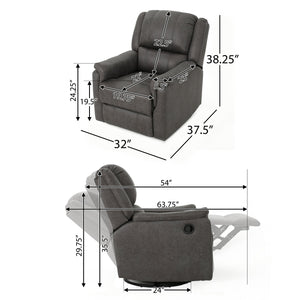English Elm Christopher Knight Home® - GLIDER Plush Fabric Swivel Recliner with Smooth Gliding Motion, Contemporary Upholstered Comfort Slate 61368.00MF