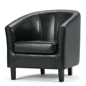 English Elm Austin Tub Chair - Sleek Black Vegan Leather With Solid Wood Legs - Modern Comfort For Any Room B136P159637
