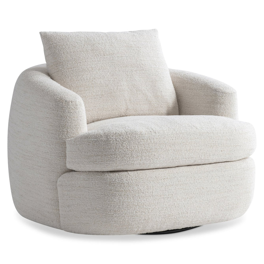 Bernhardt Bernhardt Jules Sculptural Fabric Swivel Chair With Plush Deep Seat, 360° Base, Customizable Finish - Made to Order P1822SA
