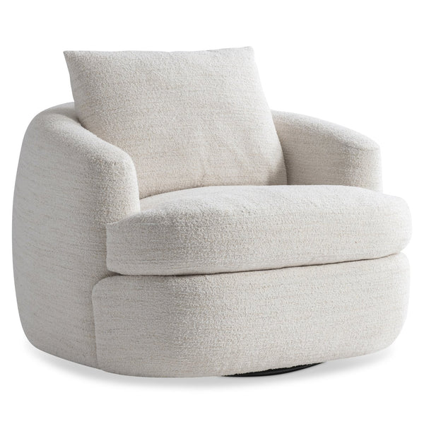Bernhardt Bernhardt Jules Sculptural Fabric Swivel Chair With Plush Deep Seat, 360° Base, Customizable Finish - Made to Order P1822SA