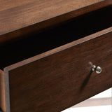 Modern Wood Bar Cabinet with Glass Doors and Storage Drawers Brown with Walnut Wood Finish P301-BAR-K1 Pulaski Furniture