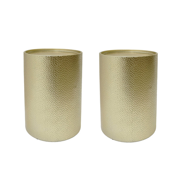 English Elm Christopher Knight Home® - METAL Hammered Accent Side Table Set of 2 — Cylindrical Iron Frame, Textured Finish, No Assembly Needed Gold 65631.00GLD