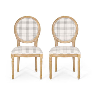 English Elm Christopher Knight Home® - Kd Vintage-Inspired Upholstered Dining Chair With Grey Plaid Fabric, Elegant Round Backrest Design 60352.00GRYPLD