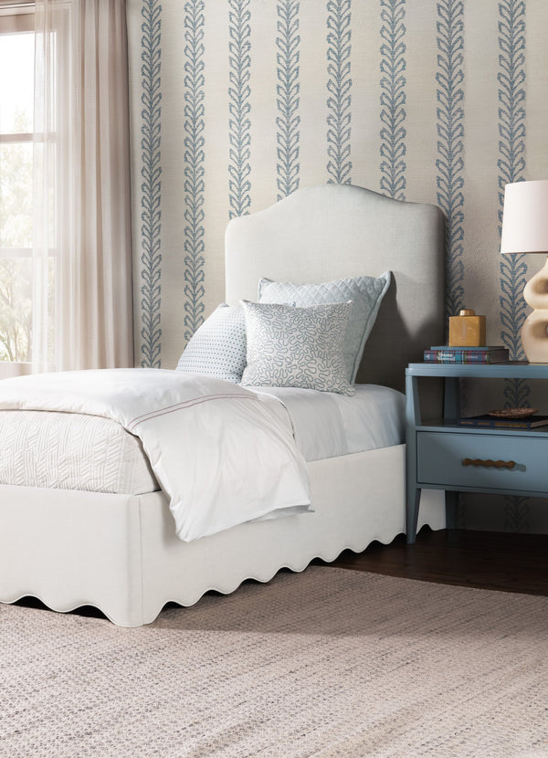 Hooker Furniture Commerce and Market Liv Twin Bed Linen Upholstered Scalloped Base Classic Frame 7228-90833-005-480