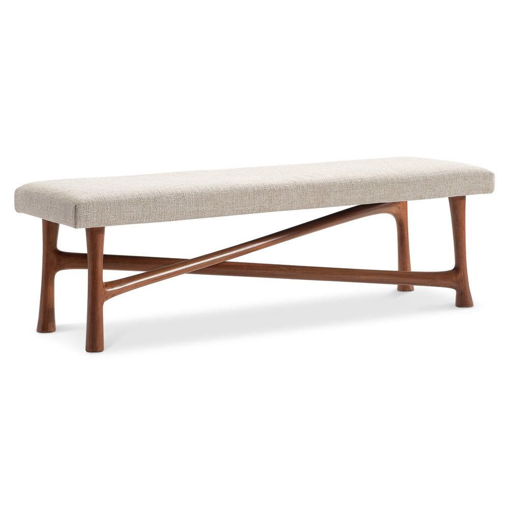 Bernhardt Bernhardt Brasea Upholstered Wood Bench Sculptural Frame for Entryway or Bedroom 394504
