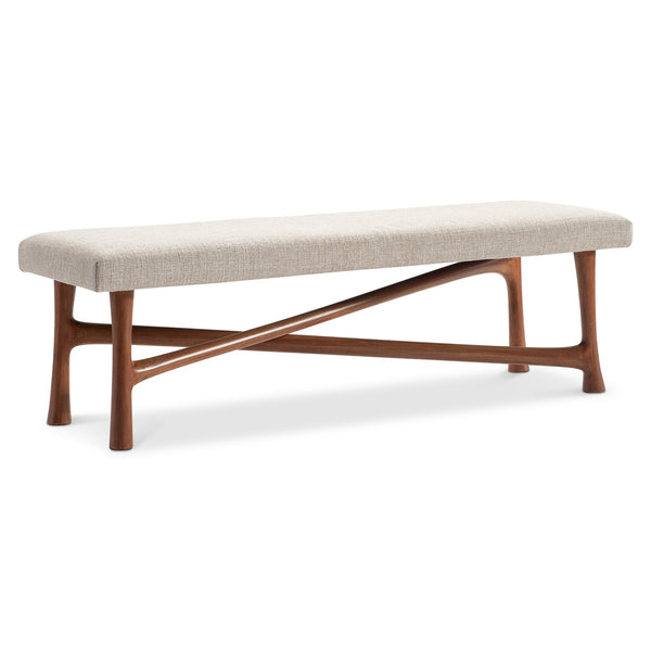 Bernhardt Bernhardt Brasea Upholstered Wood Bench Sculptural Frame for Entryway or Bedroom 394504