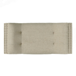 English Elm Christopher Knight Home® - Modern Button Tufted Sitting Bench with Nailhead Trim and Birch Wood Legs — Upholstered Accent Ottoman for Entryway or Living Room Seating Beige 54753.00ALM