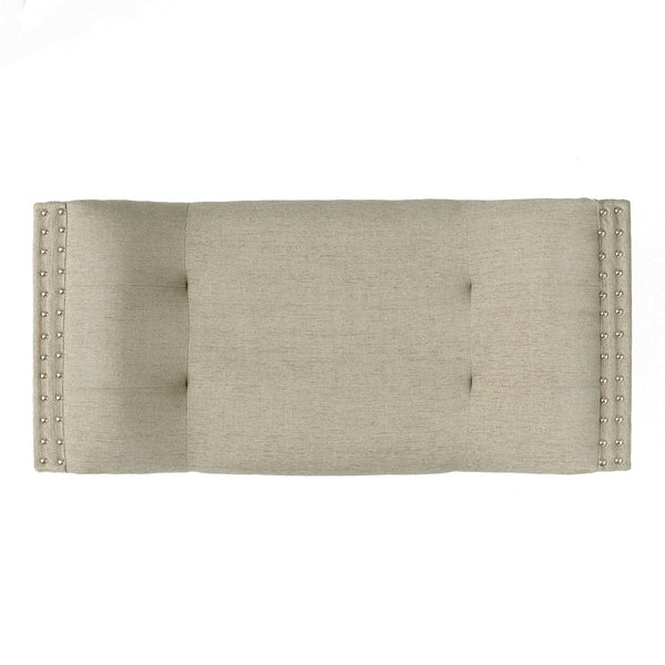 English Elm Christopher Knight Home® - Modern Button Tufted Sitting Bench with Nailhead Trim and Birch Wood Legs — Upholstered Accent Ottoman for Entryway or Living Room Seating Beige 54753.00ALM