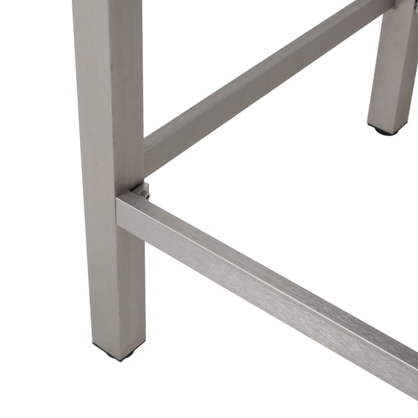 English Elm 43" Outdoor Tempered Glass Top Aluminum Bar Table Powder-coated for Patio Use 60013.00