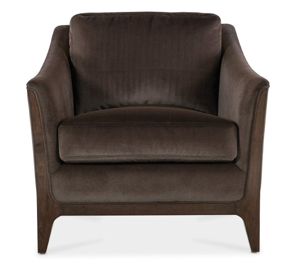 Hooker Furniture Sopower Headrestia Chair Merrimac Mink Velvet, Solid Cherry Frame, Caviar Finish, Plush Transitional Accent Seat SS208-01-489