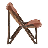 Homelegance By Top-Line Kosmo Genuine Top Grain Leather Tripolina Sling Chair Espresso Leather