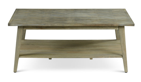 English Elm Steve Silver - Milani Mid-Century 3-Piece Light Brown Wood Table Set with Chevron Top & Lower Shelf for Storage B081S00426