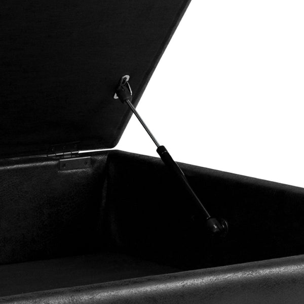 English Elm Owen Square Coffee Table Storage Ottoman - Versatile Distressed Black Faux Leather For Modern Living B136P159172-GIGA