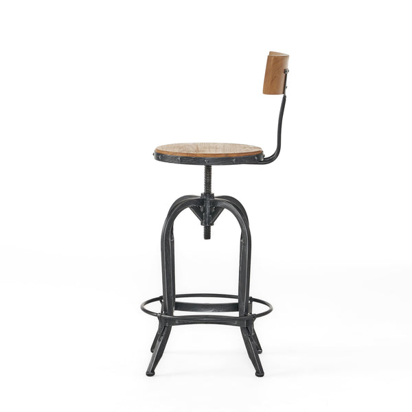 English Elm Adjustable Swivel Barstool Distressed Firwood Seat Industrial Kitchen Counter Height 57835.00FIR