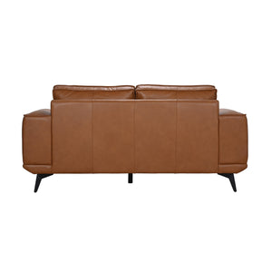 Porter Designs Porter Pirelli Midcentury Modern Loveseat In Cognac Tan Full-grain Leather With Honey Finish Legs Brown Leather 02-204-02-0330