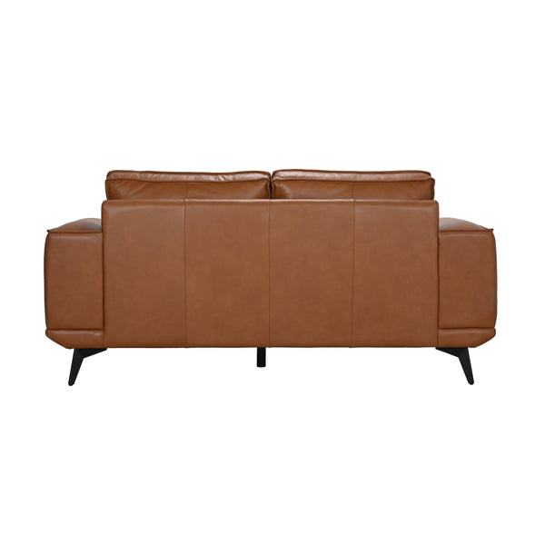 Porter Designs Porter Pirelli Midcentury Modern Loveseat In Cognac Tan Full-grain Leather With Honey Finish Legs Brown Leather 02-204-02-0330