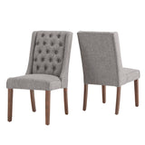 Homelegance By Top-Line Griffin Tufted Linen Upholstered Side Chairs (Set of 2) Grey Rubberwood