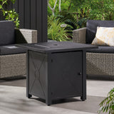 Christopher Knight Home® - Noble House - Elwick Outdoor 40,000 Btu Iron Square Fire Pit, Black